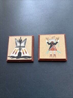 Set of Two Navajo Sand Painting Mini Canvas